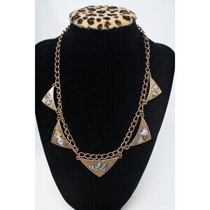 Copper tone triangle abalone shell artisan necklace 17-19"